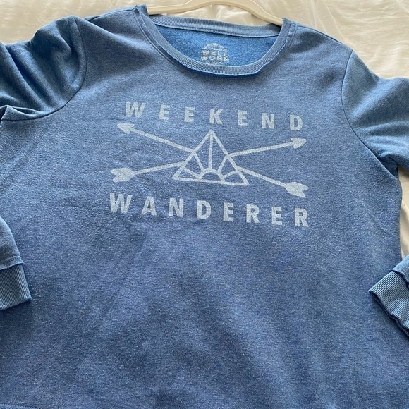 Well worn Weekend Wanderer crewneck XL sweatshirt Blue white - Picture 12 of 12